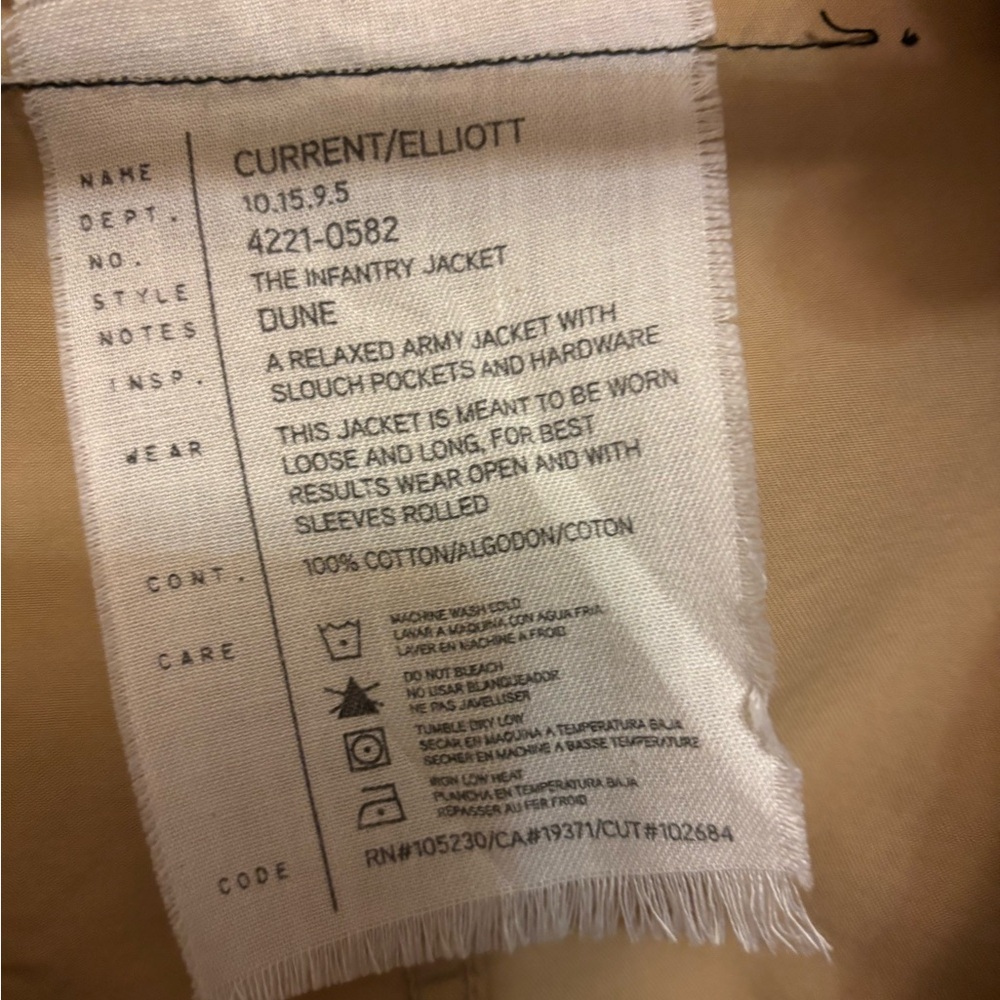 Current Elliott Women's Tan Double-Breasted Infantry Military Jacket - Picture 11 of 11